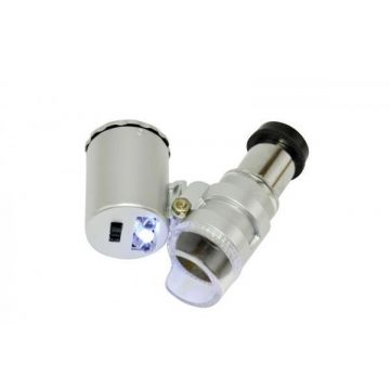 Taschenmikroskop 60x - mit 2 LED, 1 UV-LED